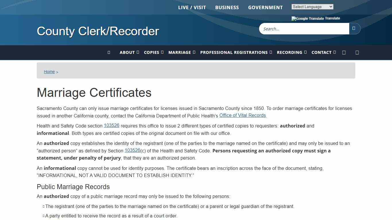 Marriage Certificates